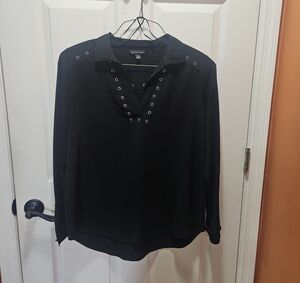 Rock & Republic Black Buttoned Long Sleeve Blouse